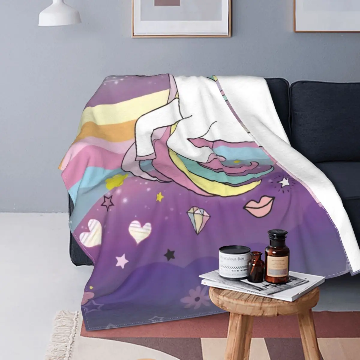 

Children's Rainbow Unicorn Throw Blanket Ultra-Soft Micro Fleece Blanket Warm Blanket for Womens Bed Couch Blanket