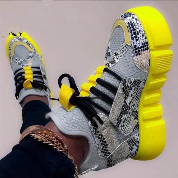 

2020 large single shoes new flat snake lace casual women's shoes