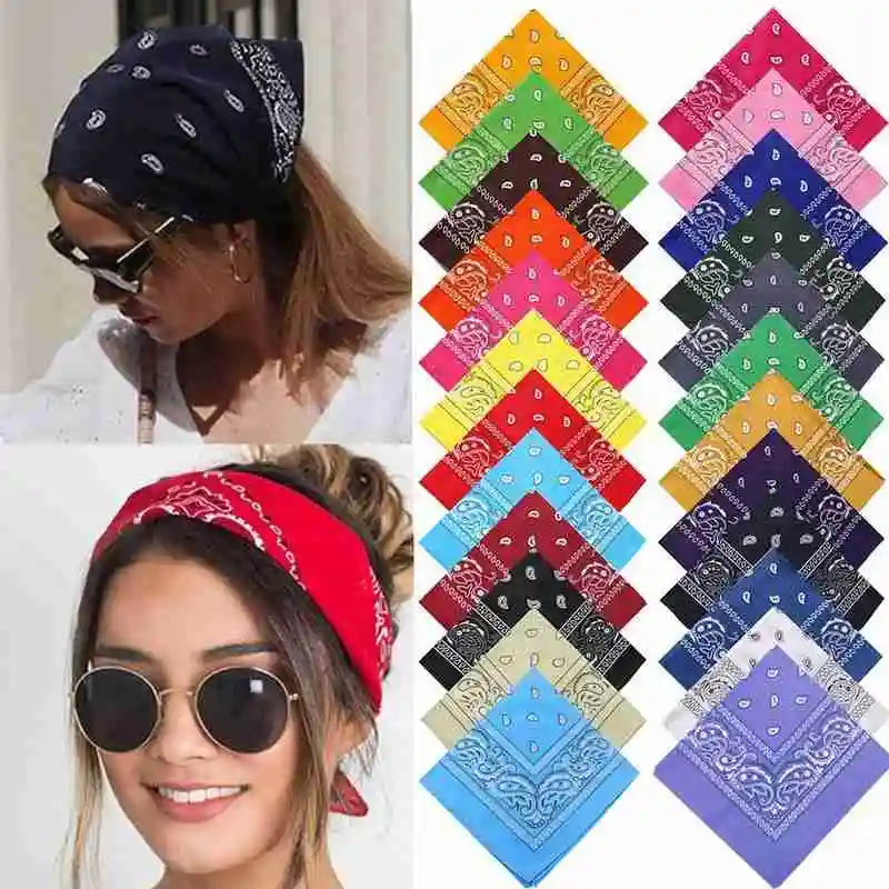 

Bandana kerchief Unisex Hip Hop Black Hair Band Neck Scarf Sports Bandana Wrist Wraps Head Square Scarves Print Handkerchief