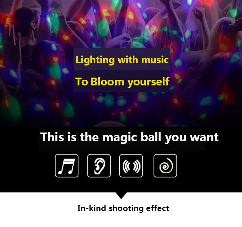 Светодиодный светсветильник льник RGB 6 Вт E27 цветной волшебный хрустальный шар