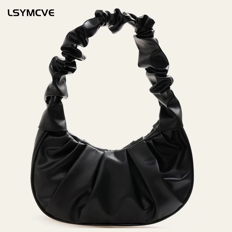 

Ruched Shoulder Bag Women Clouds Handbags and Purses Simple Shoulder Bag Armpit Bag for Female Underarm Style