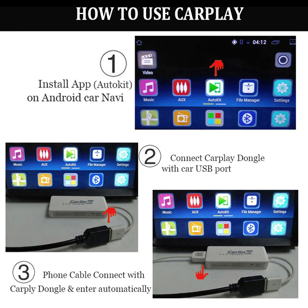 Carlinkit USB CarPlay Dongle/Android авто с сенсорным экраном управления для Android автомобиля Android мультимедийный плеер