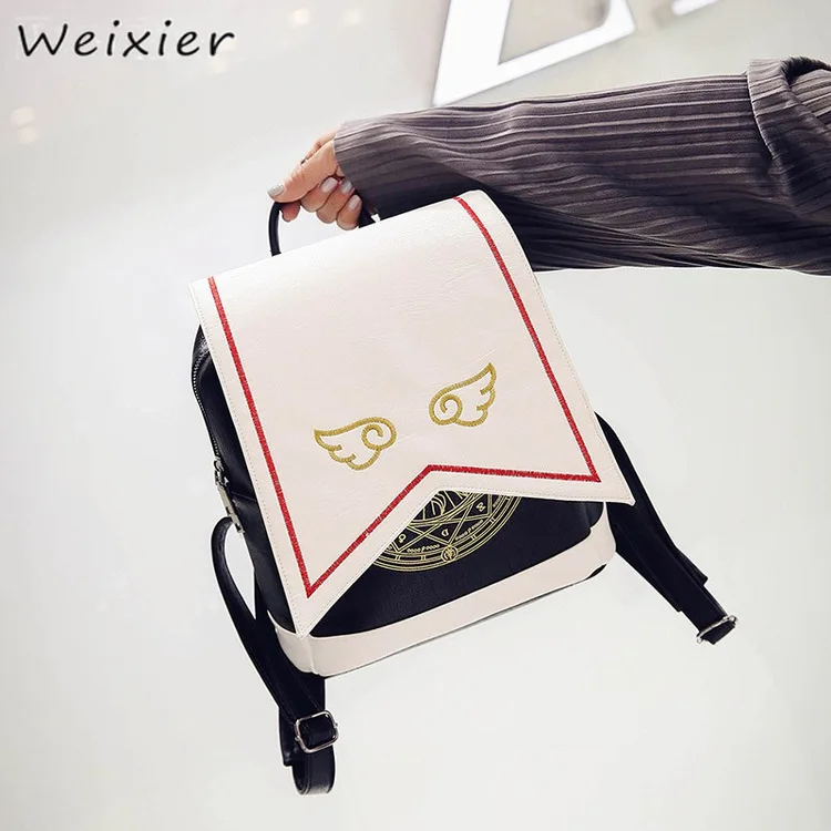 WEIXIER 2019 PU женский рюкзак с крыльями ангела аниме каваи мини карточный Captor Sakura