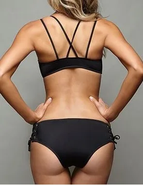 

2021 New Pure Color Bikini Sexy Five-Eye Split Two-Piece Suit Swimsuit