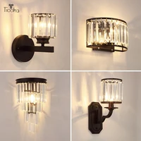 tiooka classical crystal bedroom light 12 types goldblack wall sconces lamp with e14 socket for corridor study hotel lighting