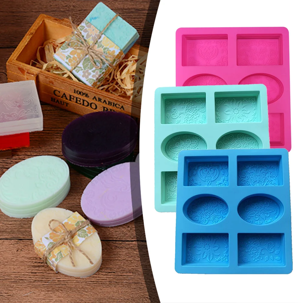 

6 Cavity Rectangle Oval Silicone Soap Mold Handmade Craft Making Bathroom Soap Soap new Forms For Home I1L5