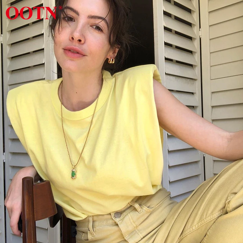 Женский топ без рукавов OOTN белая блузка с круглым вырезом свободная однотонная