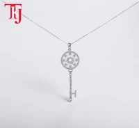 tkj 2021 aaa new in hip hop silver necklace with cz zircon gift for men lover key pendant chain necklace giant logo ornaments