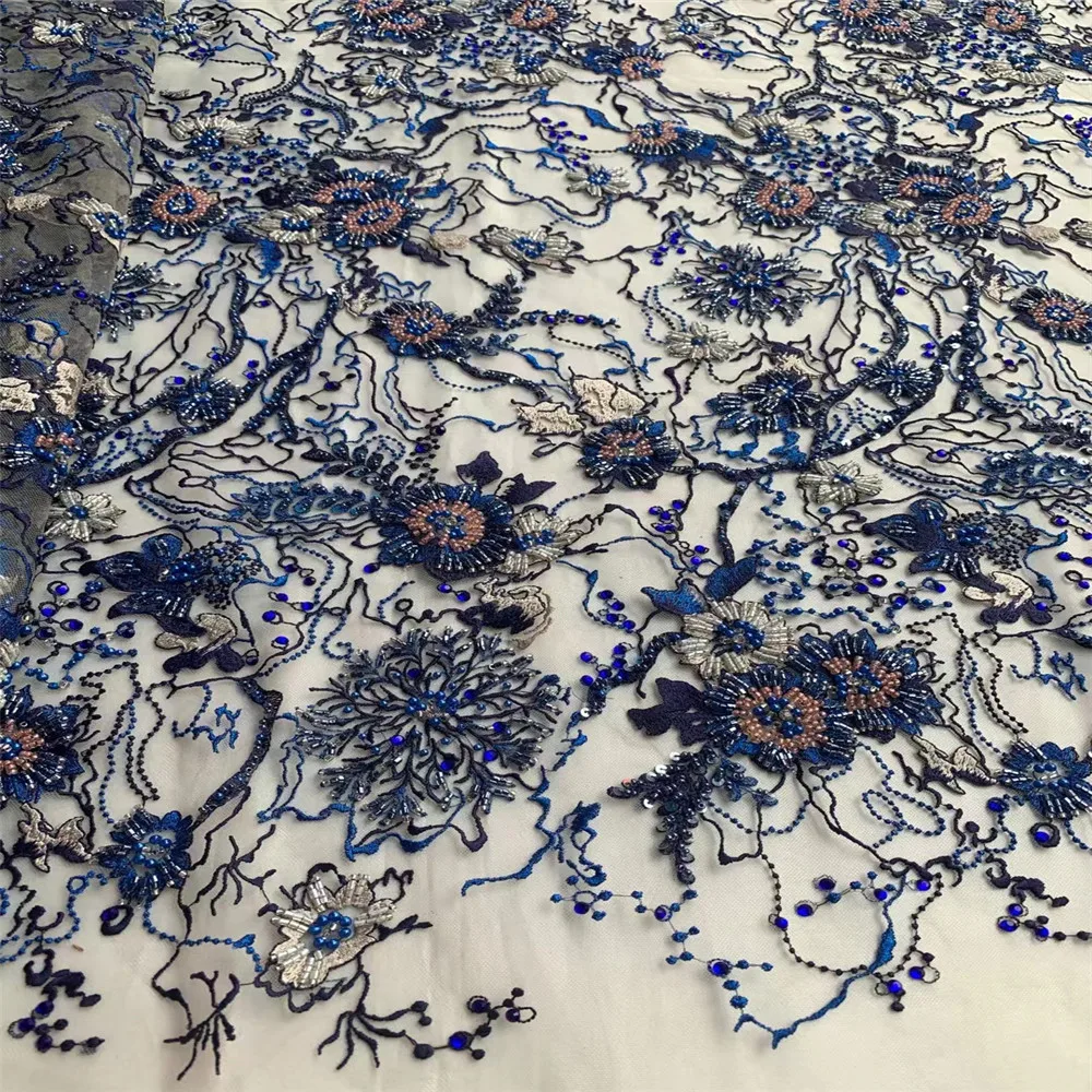 

African Tulle Lace Fabric French Sequins Net Lace Fabric 2021 High Quality embroidered African French Sequin Fabric MDN44