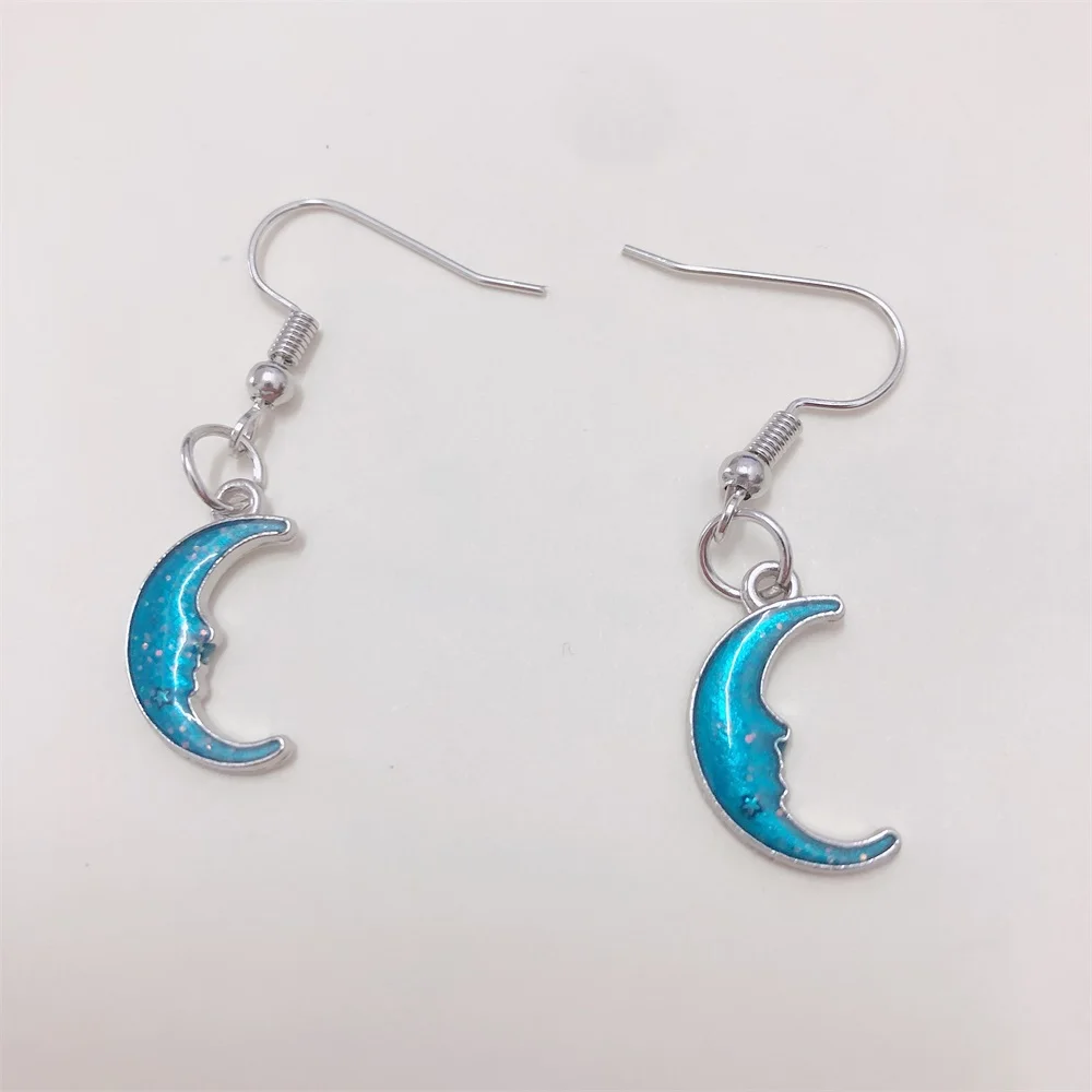 

Kpop earrings 2020 charm creative blue starry sky asymmetric earrings cute moon star earrings earrings fashion jewelry