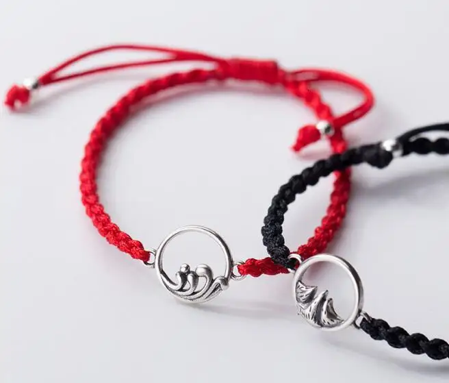 Подлинный 1p REAL. Серебряная и красная плетеная цепочка ручной работы подарок для