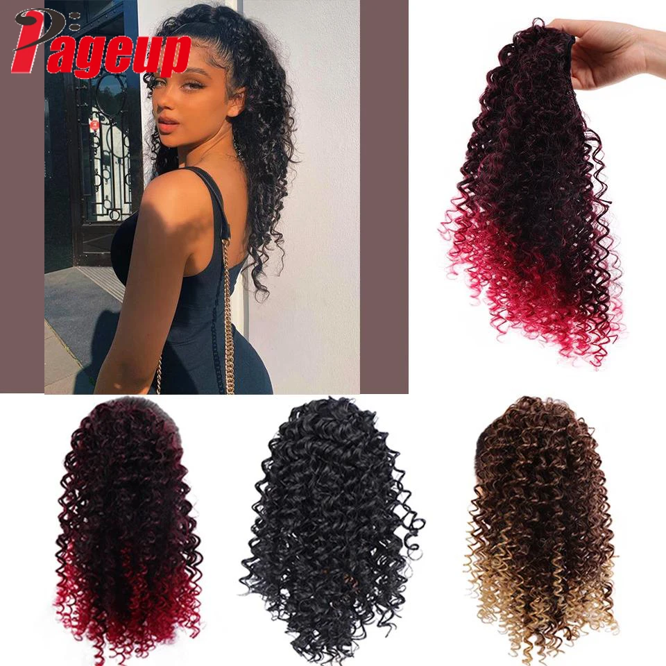 

PAGEUP Curly ponytail stitching hair ponytail African American black short African drawstring synthetic fiber short curly hair