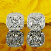 new classic four claw shiny square zircon earrings for women luxury and elegant women%e2%80%99s party birthday gift jewelry accessories