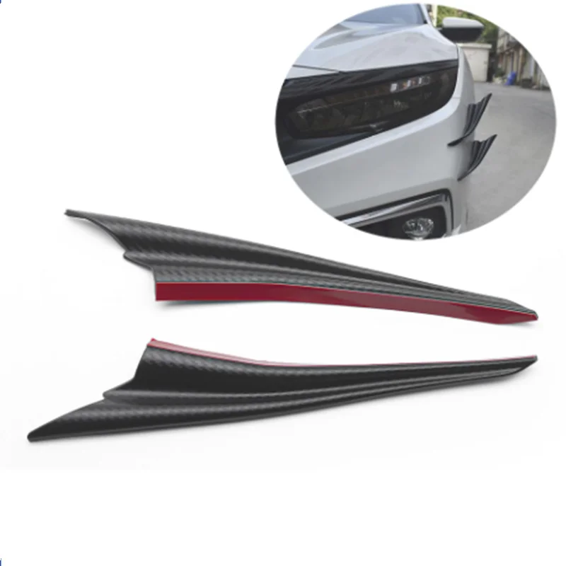 

2pcs/set Car General Modified Side Spoiler Bumper Wind Knife Stickers Protector Car Carbon Fiber Stickers Decor Auto Accessories