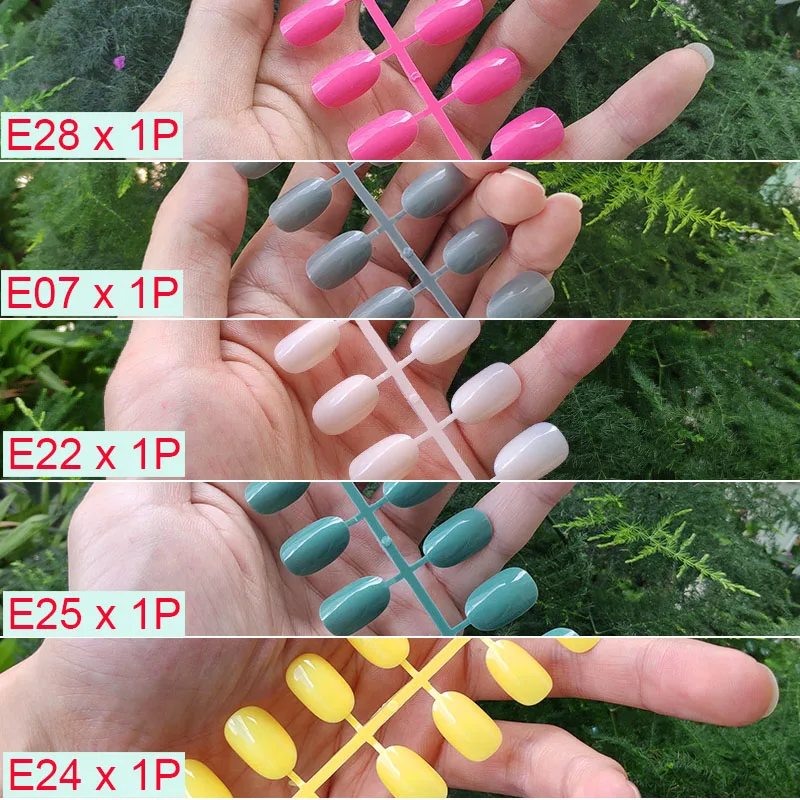 D-5PCs Mix Colors 18 смешанных цветов короткие круглые кончики для Ногтей Полное покрытие накладные кончики для Ногтей пресс на поддельные ногти яркие цвета - Цвет: D-5PCs Mix Colors