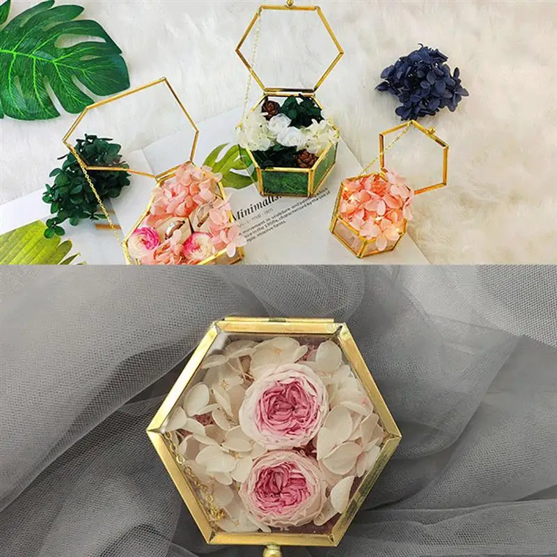 Геометрических ясная стеклянная шкатулка для украшений организовать Держатель