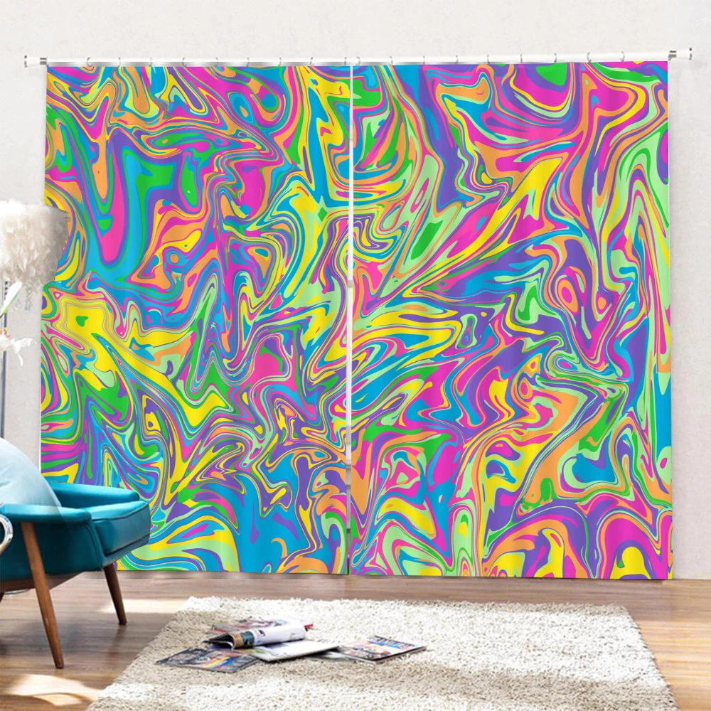 

Psychedelic Curtain Watercolor Outdoor Curtain For Garden Patio Curtains Bedroom Living Room Kitchen Bath Room Panel Drape
