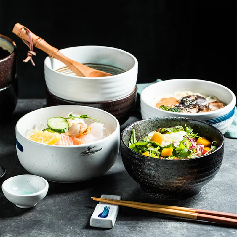 

Japan Style Ceramic Tableware Large Noodle Bowl Dishes for Serving Utensils for Kitchen Dinnerware Sugar Ramen Salad Fruit Bowls