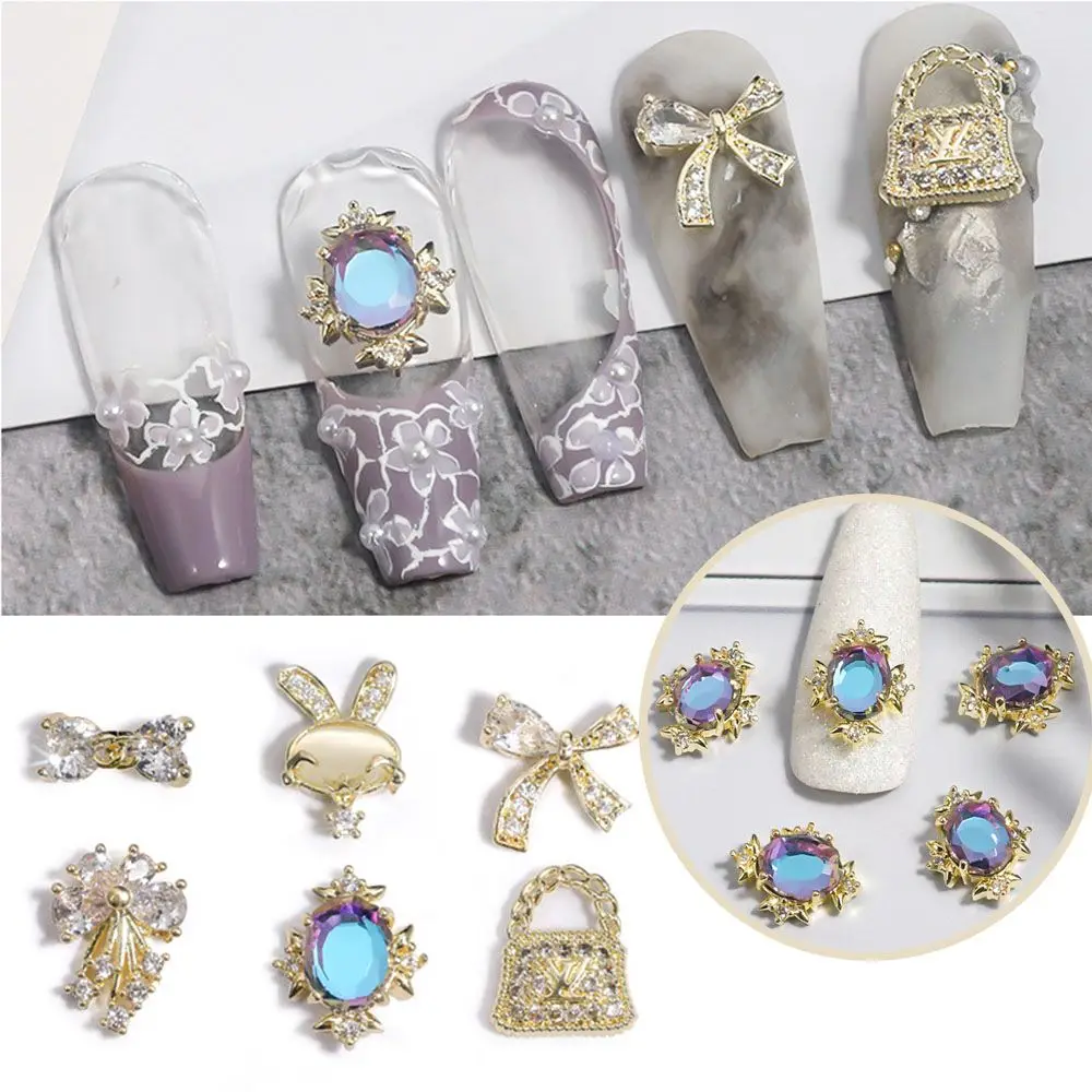 Украшения для ногтей из циркония галстук-бабочка милый кролик блеск модное