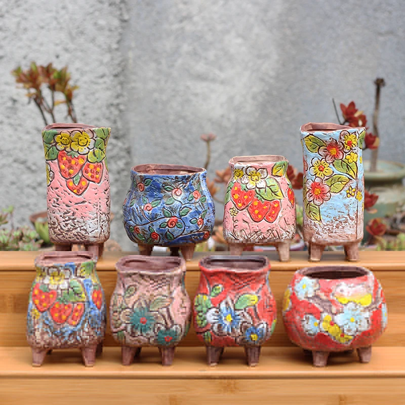 Корейский полипористый цветочный горшок для растений грубая керамика ручная