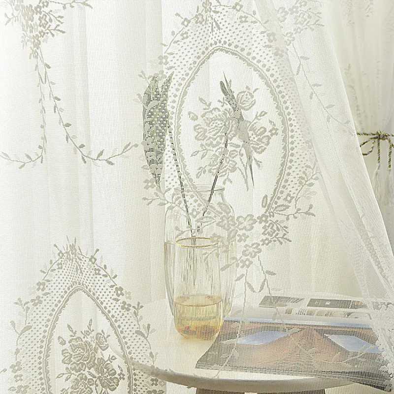 White Lace Tulle Curtain for Kitchen Curtains Living Room Sheer European Design Drapes | Дом и сад