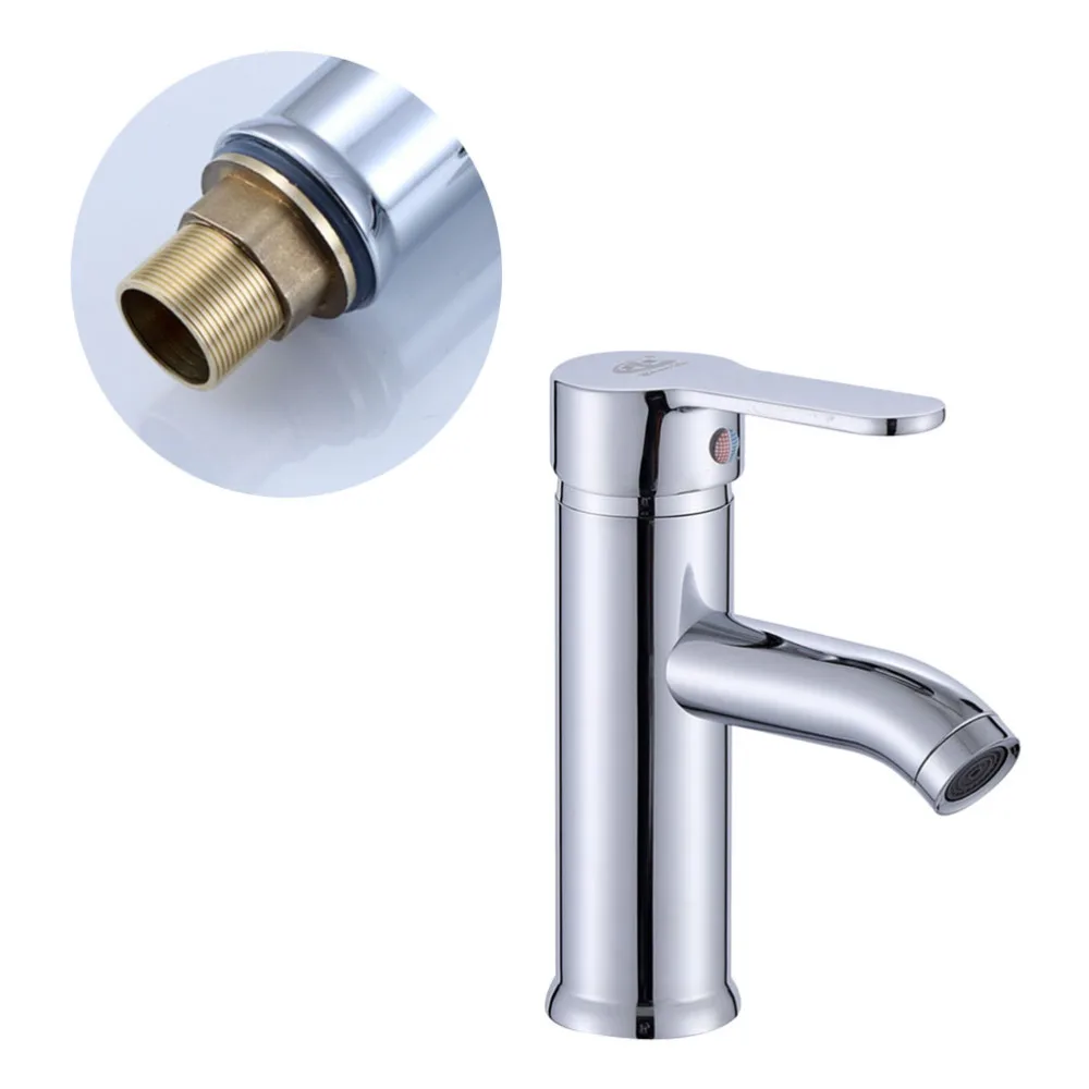 

Cold and Hot Water Basin Curveed Head Stainless Steel Washbasin Tap (Silver)