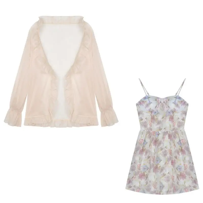 

Xiaoqingxin super fairy sweet Mori floral suspender dress women's summer 2021 new short skirt waist skirt