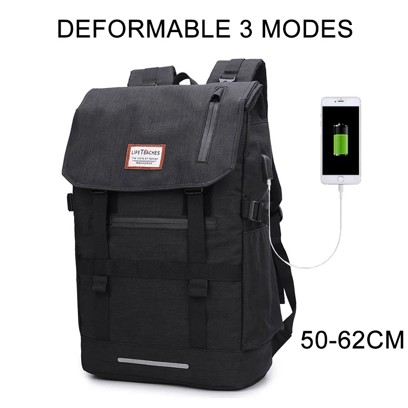 black upgrade 40л расширяемый багаж, дорожные сумки, USB сумка для скалолазания, рюкзак для ноутбука, для мужчин и женщин, походный рюкзак, школьный рюкзак для мужчин - Цвет: black upgrade