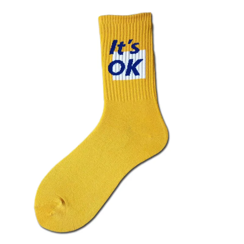 

1pair Women Socks Fashion Letter Printed Harajuku Japanese Cotton Socks Casual Hip Hop Skateboard Happy Funny Socks Female