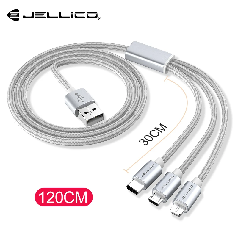 Jellico 3в1 USB кабель для iPhone X 8 7 6 кабель Micro usb type C кабель для samsung S9 S8 кабель быстрой зарядки 3A шнур зарядного устройства