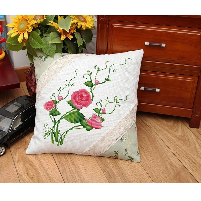 Набор для вышивки сделай сам наволочка из акриловой пряжи с цветами розы чехол