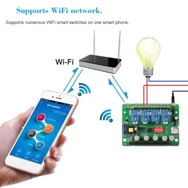

4ch DC 5V Wifi Switch Smart Remote Control Wireless Universal Module Timer Phone APP RC Garage Door Switch Module 5V/220V/12V
