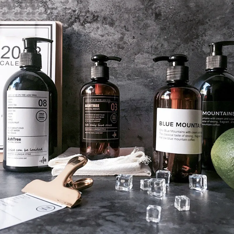 Многоразовые бутылки простая коричневая пуш-ап бутылка для шампуня в