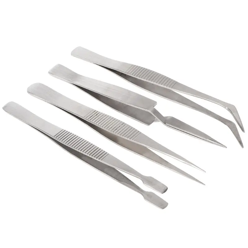 

95AB 4 Pcs/set Precision Stainless Steel Tweezers Set For Beauty Nail Art Handmade Jewelry Making Crafts Picking Tools
