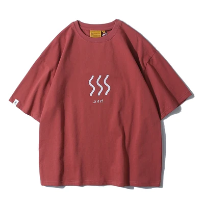 

han Men's summer print short-sleeved T-shirt tide brand loose round neck half-sleeved couples wild