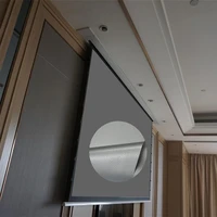 ktsfgt concealed hidden in ceiling recessed electric projector screen with perforated 3d silver grey acoustically transparent
