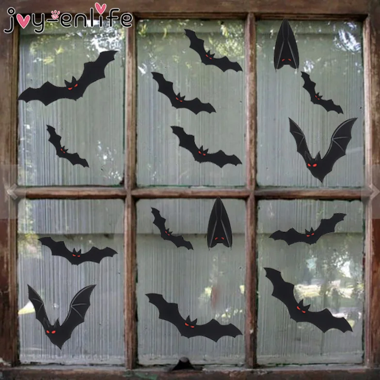 Украшения для Хэллоуина черная наклейка с летучей мышью настенный стикер окна