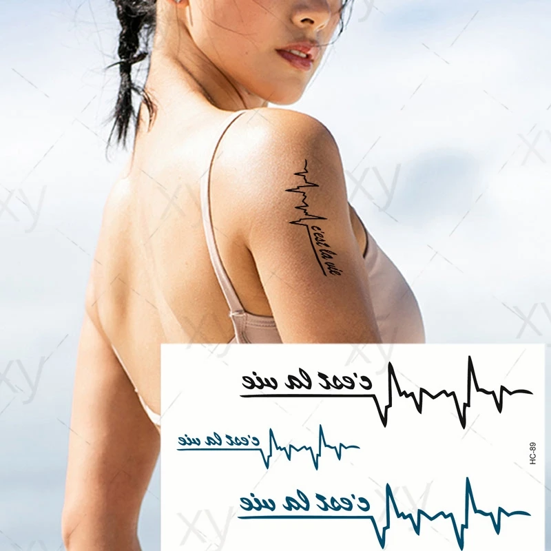 Водостойкая временная татуировка наклейка с буквами любовь волна сердцебиения