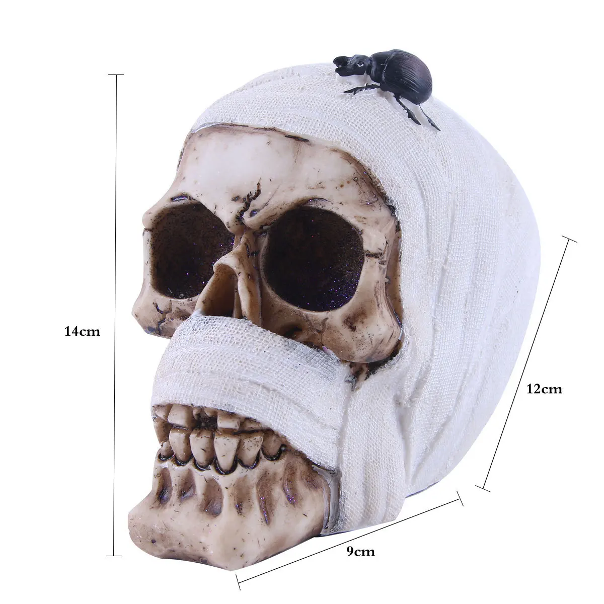 

Ancient Collectible Bandaged Mummy Skull & Scarab Figurine Handpainted Resin Statue Egyptiane Skeleton Decorative Demon Art