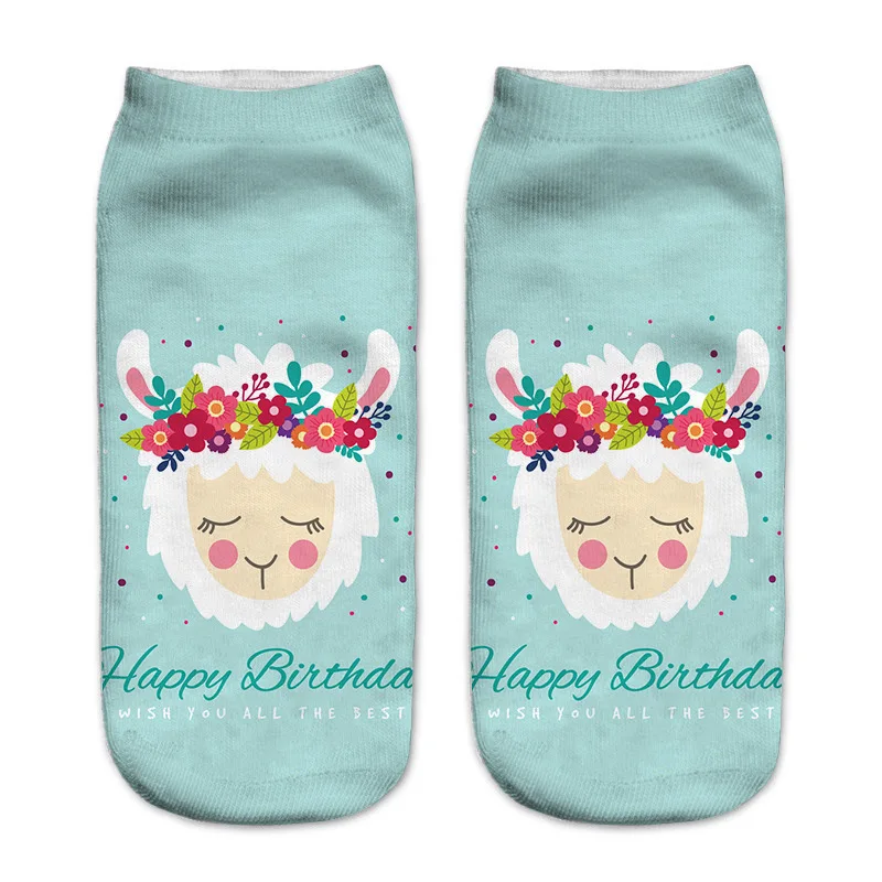 Новый стиль 3D цифровая печать альпака короткие женские низкие носки для взрослых