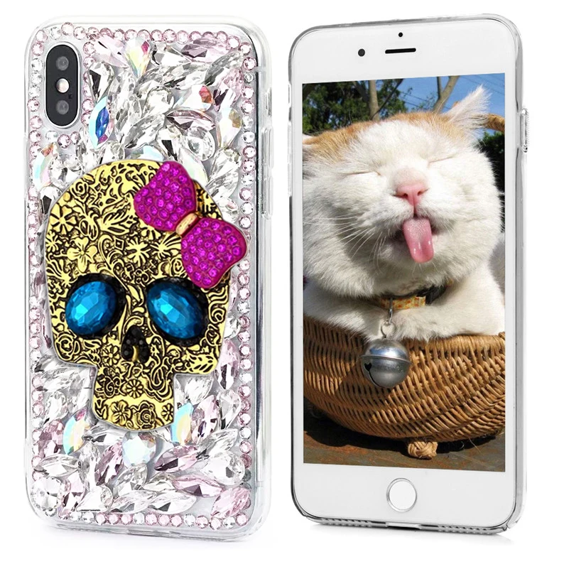 

Bling Skull Case for Samsung Galaxy J3 2016 J2 Prime J5 J7 A3 A5 2017 J2 Pro Core A7 J8 J6 J4 A6 A8 Plus A72 A52 Crystal Cover