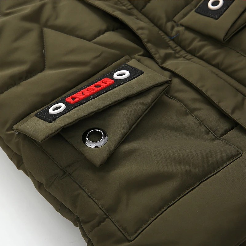 Детское зимнее пальто для мальчиков теплые куртки с капюшоном пуховики