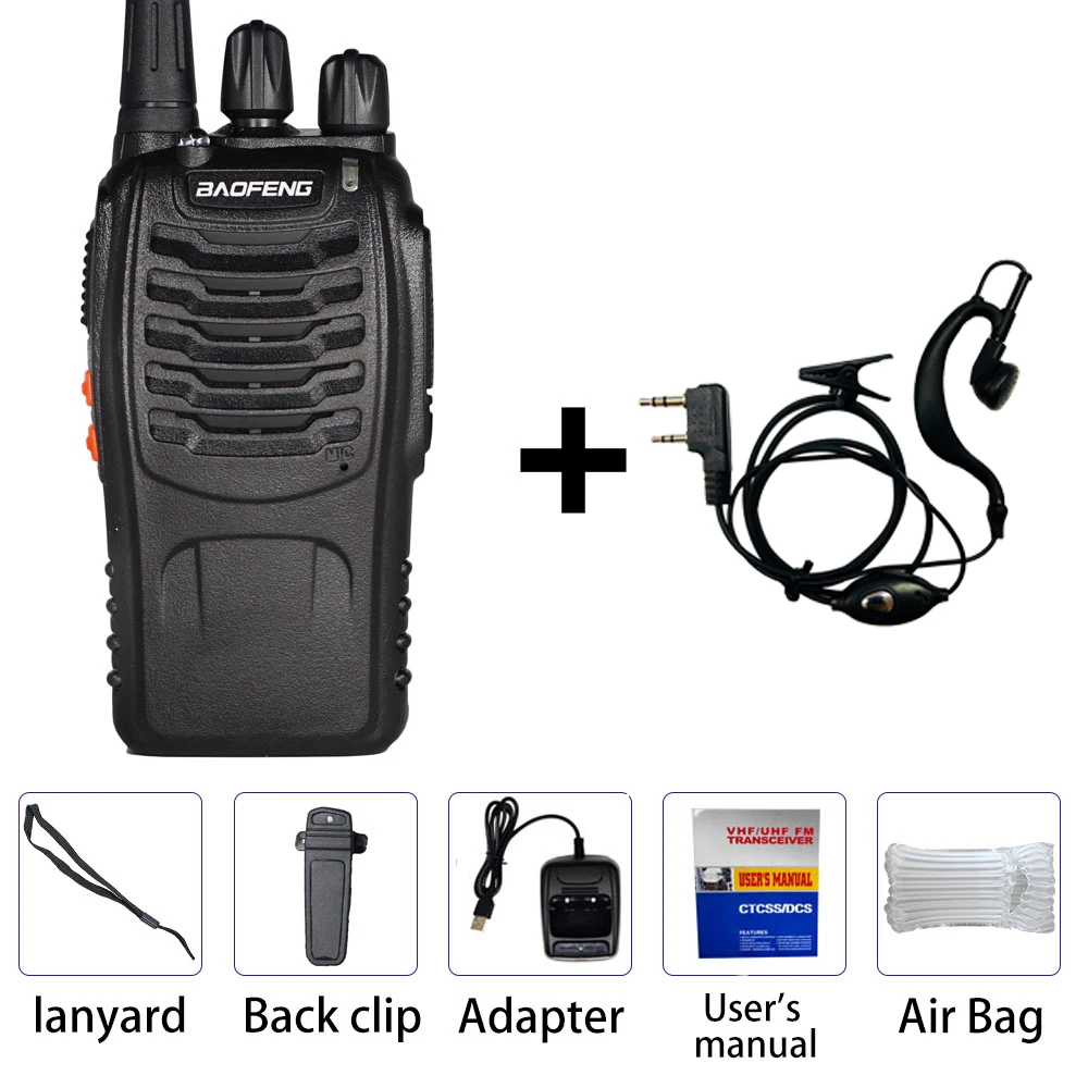 1pc with headset 2 шт Baofeng BF 888s портативная рация,, двухстороннее радио, BF-888S, Портативная радиостанция Cb Ham, Беспроводная fm hf приемопередатчик - Цвет: 1pc with headset