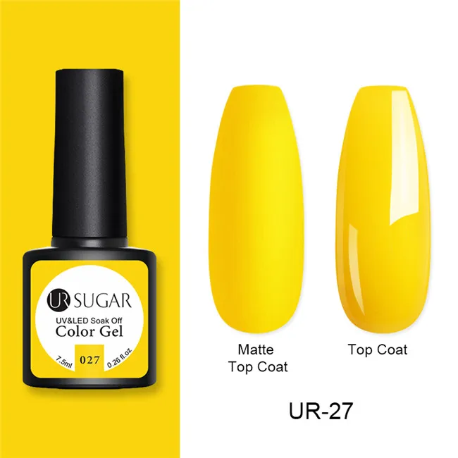 matte27 Ur Sugar 7,5 мл Гель-лак для ногтей осенний Матовый верхний слой цветной гель Полупостоянный замачиваемый УФ светодиодный Гель-лак маникюрный лак - Цвет: matte27