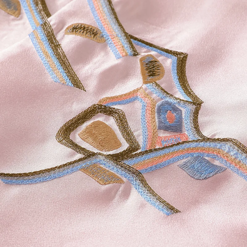 

Quality Brand High New Coat Outerwear 2021 Autumn Women Exquisite Embroidery Covered Button Long Sleeve Blue Pink Long Coats XXL