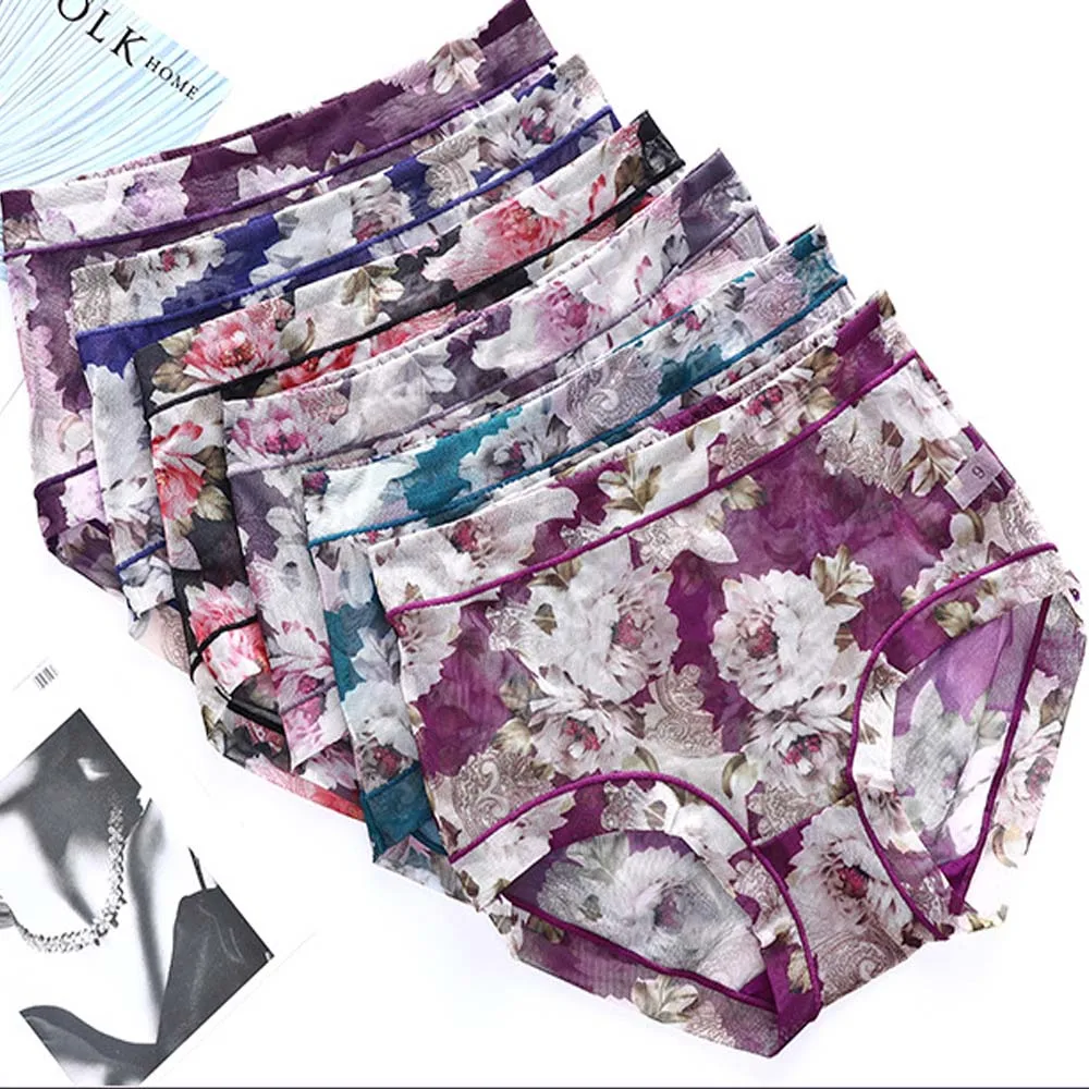 Женские сексуальные бесшовные трусики с цветочным принтом женские удобные