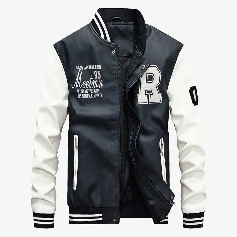 Мужская куртка кожаная черная приталенная мотоциклетная 4XL стоячая коричневая