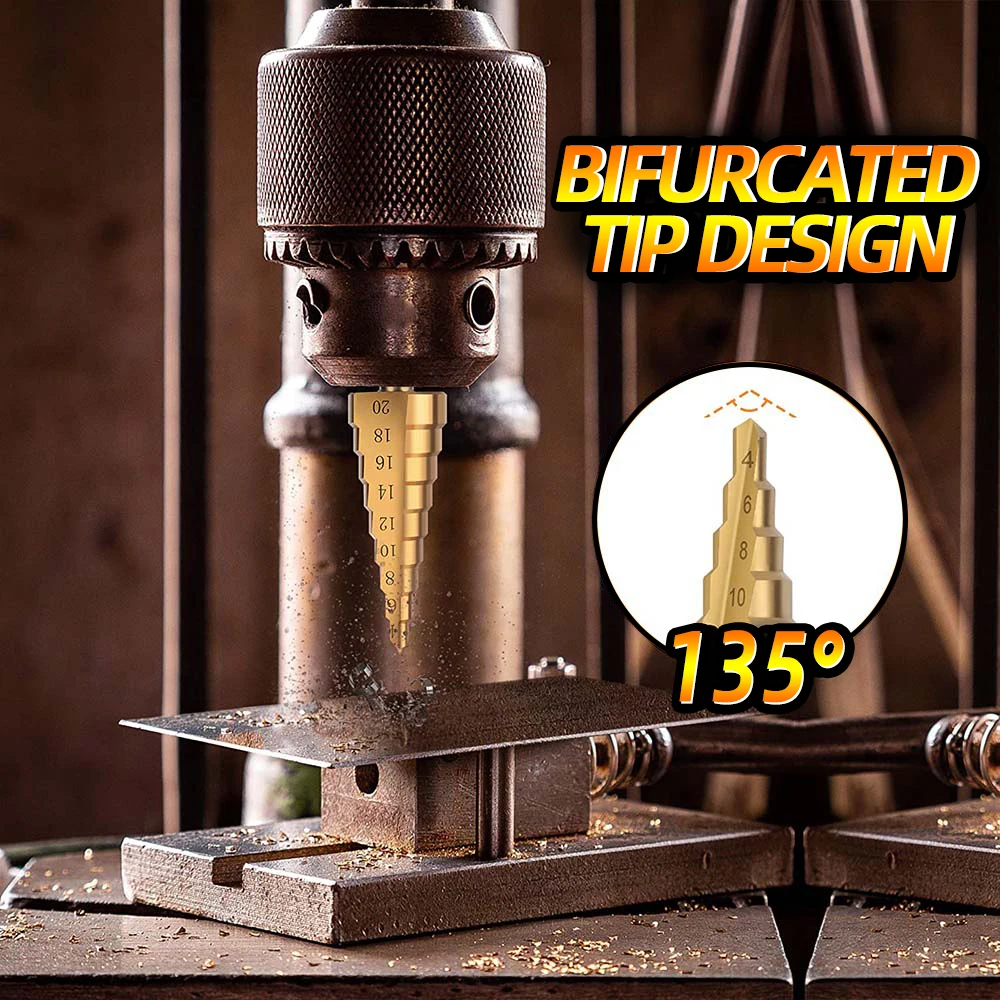 3-12mm 4-12mm 4-20mm Titanium Step Drill Bit Set Core Metal Drills Bits Stage Stepped For Wood Cone Woodworking Tools | Инструменты