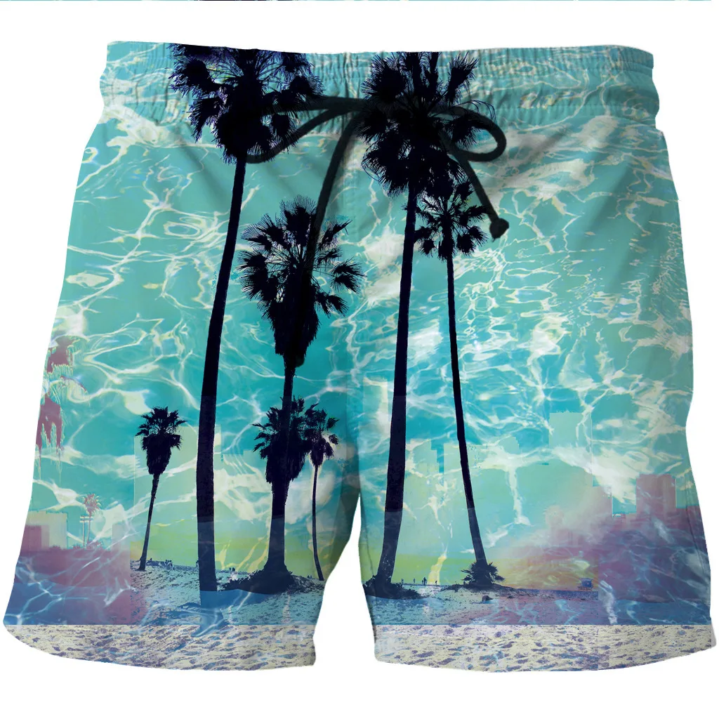 Мужские быстросохнущие шорты с цифровой печатью принтом морской волны звездного