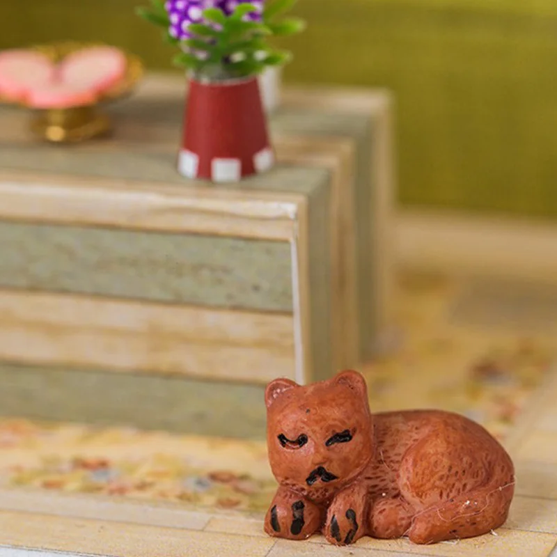 Миниатюрные домики с кошкой самодельные аксессуары для кукол Мини Деревянный